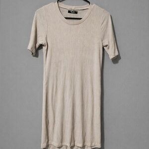 Michael Lauren cream ribbed t shirt dress